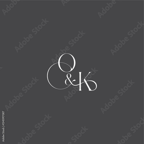 monogram wedding logo concept initial with line OK luxury curvy style letter