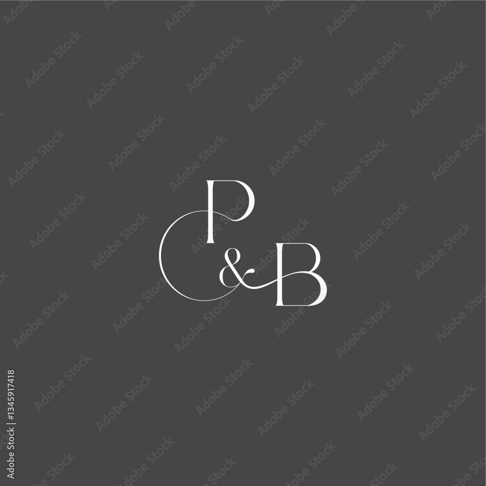monogram wedding logo concept initial with line PB luxury curvy style letter monogram wedding logo concept initial with line PB luxury curvy style letter