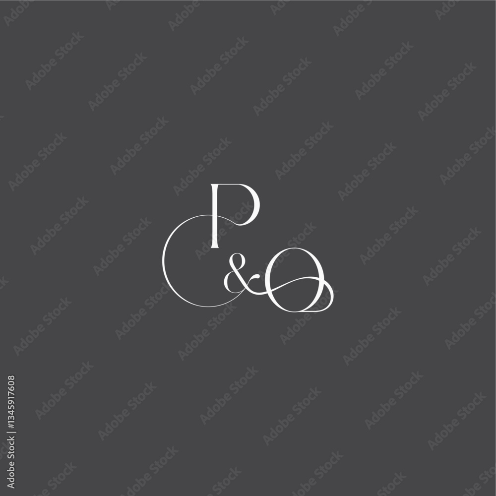 monogram wedding logo concept initial with line PO luxury curvy style letter monogram wedding logo concept initial with line PO luxury curvy style letter