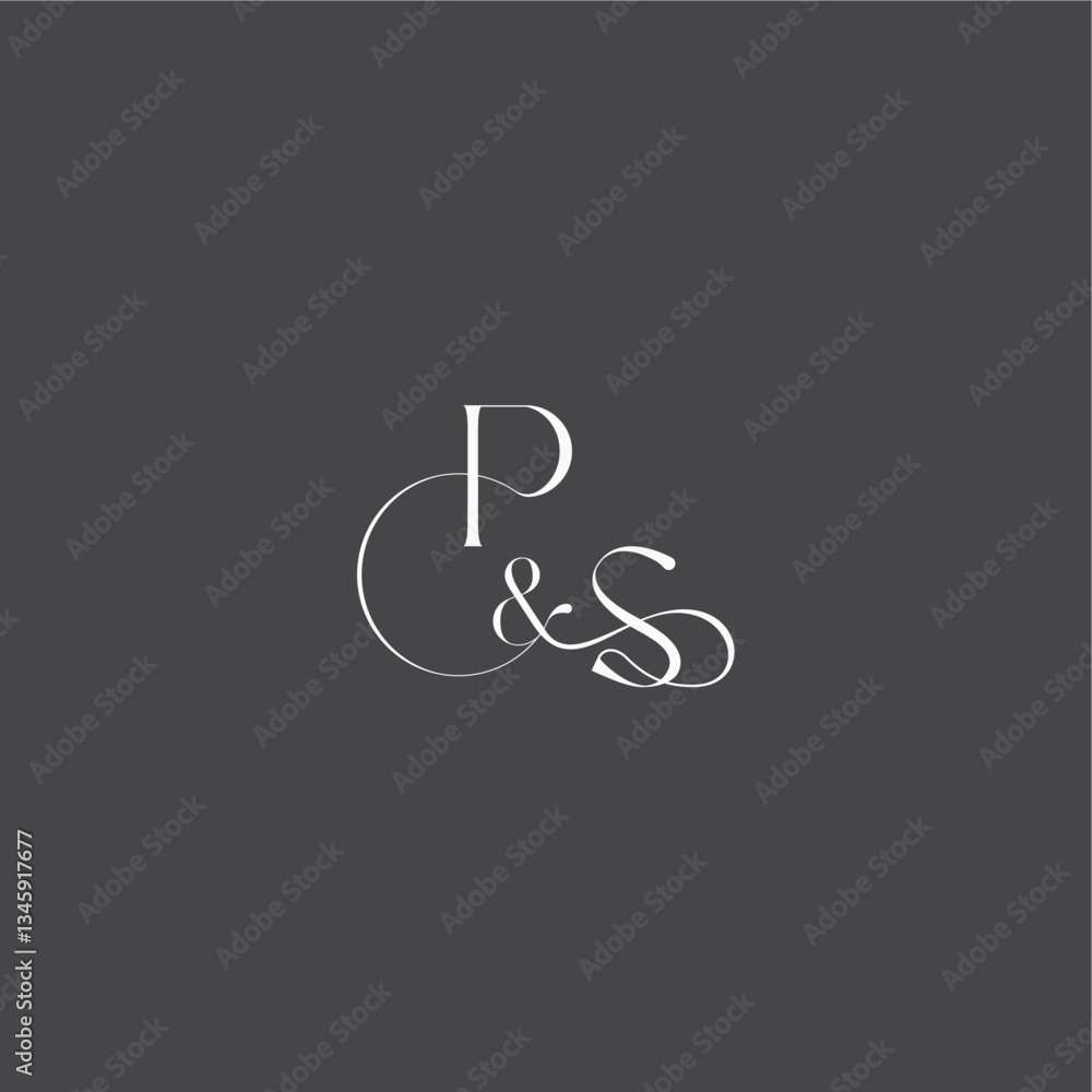 monogram wedding logo concept initial with line PS luxury curvy style letter monogram wedding logo concept initial with line PS luxury curvy style letter