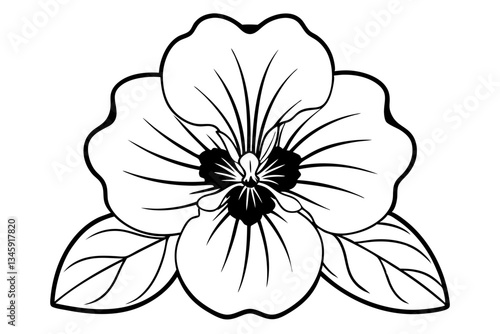 violet flower line art silhouette vector illustration