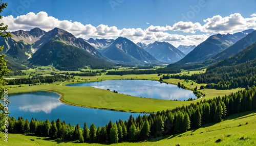 Obraz na płótnie Paysage alpin idyllique w salonie
