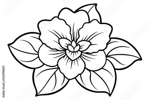violet flower line art silhouette vector illustration