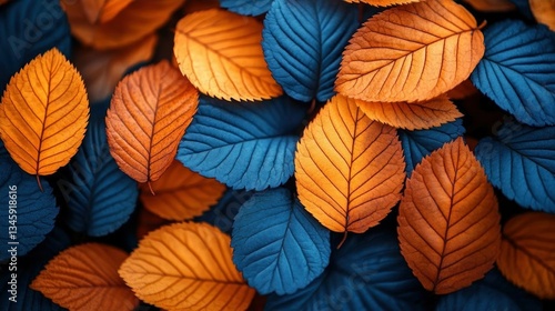 Wallpaper Mural Autumn leaves orange blue nature background fall Torontodigital.ca