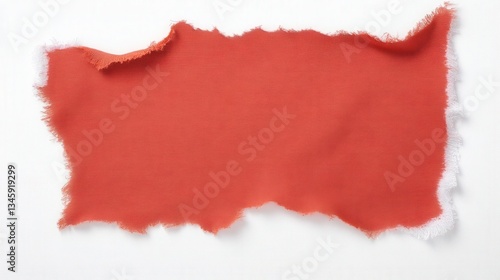 Wallpaper Mural A piece of textured red fabric with frayed edges, displayed against a white background, showcasing its vivid color and material characteristics. Torontodigital.ca