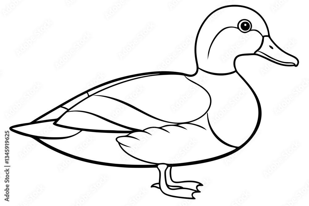 Obraz premium wood duck line art silhouette vector illustration