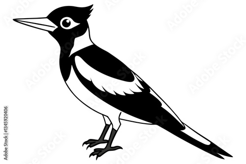 woodpecker line art silhouette vector illustration photo