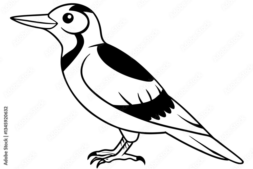 Obraz premium woodpecker line art silhouette vector illustration