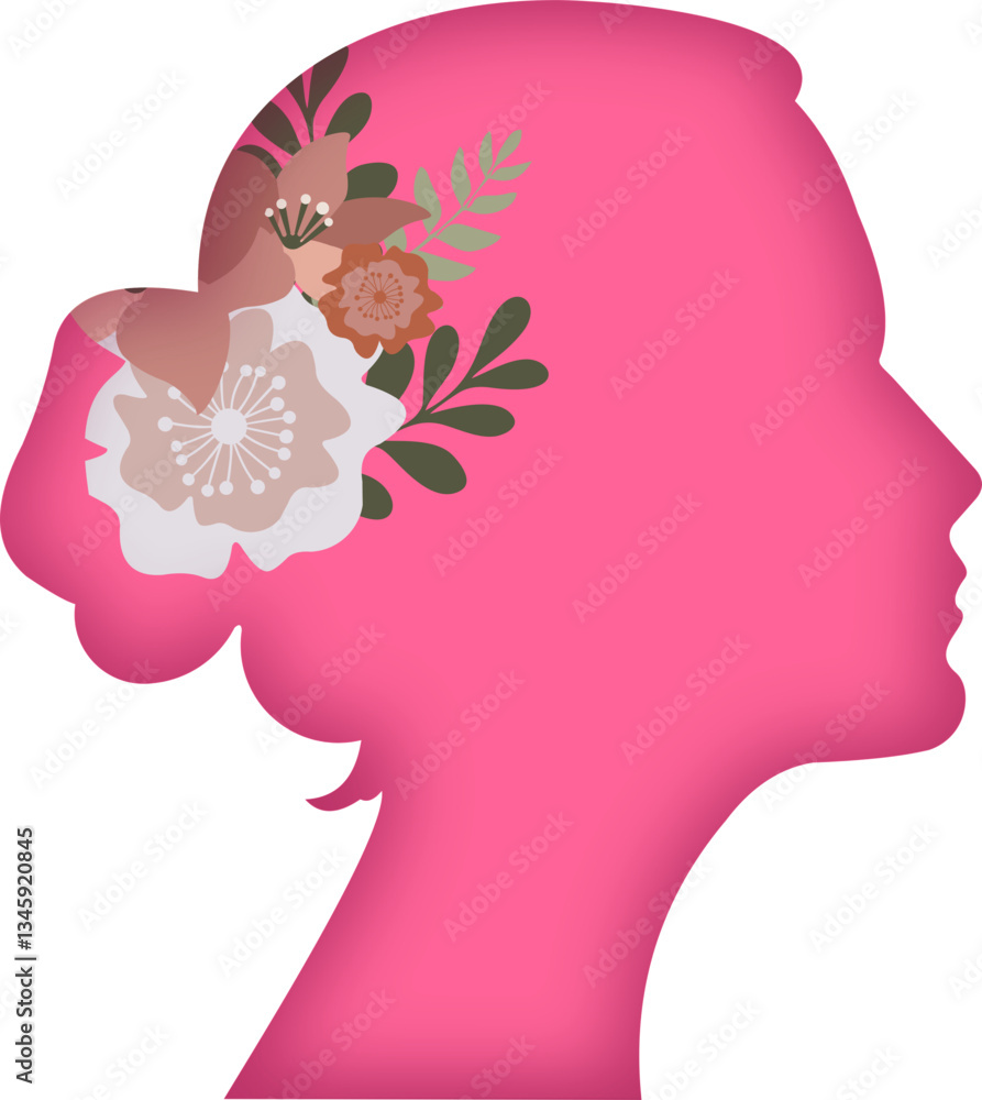 Womans Day Silhouette With Flowers Womans Day Silhouette With Flowers