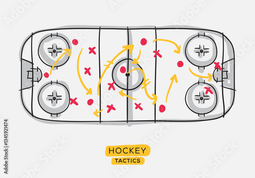 Hockey tactics board, freehand drawing design.