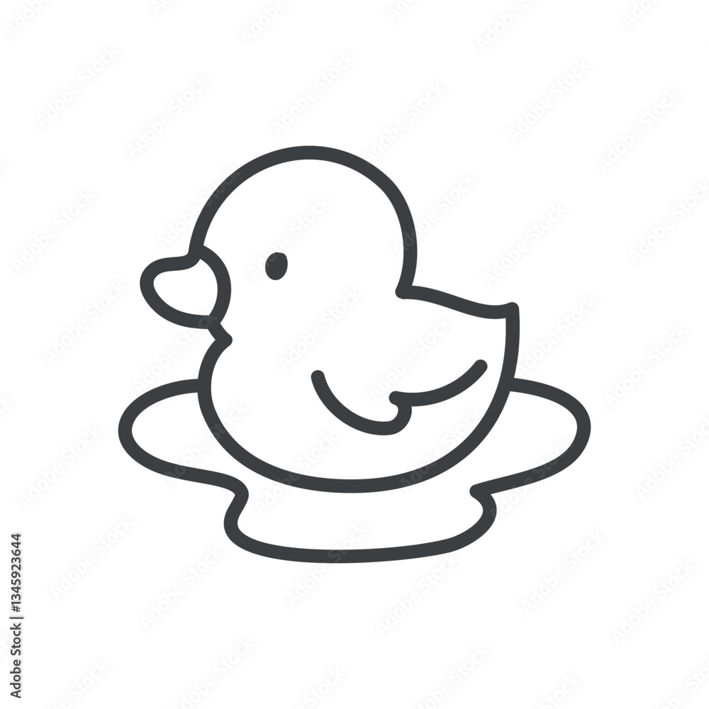 Cute duckling icon. Hand drawn monochrome illustration of a little duck swimming in water isolated on a white background. Kawaii spring sticker. Vector 10 EPS. Cute duckling icon. Hand drawn monochrome illustration of a little duck swimming in water isolated on a white background. Kawaii spring sticker. Vector 10 EPS.