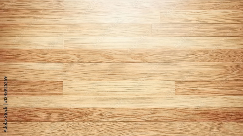 Fototapeta premium A smooth, light-colored wooden floor with a natural grain pattern, showcasing a clean and polished surface.