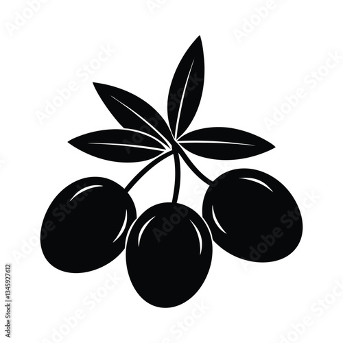 Black olives silhouette vector art illustration