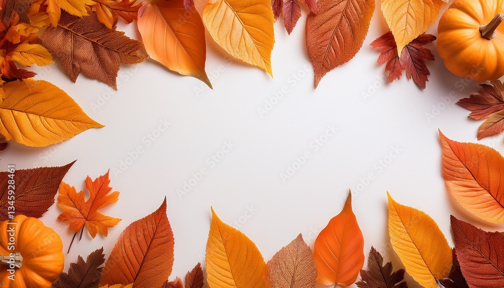 Obraz premium orange fall leaves border background