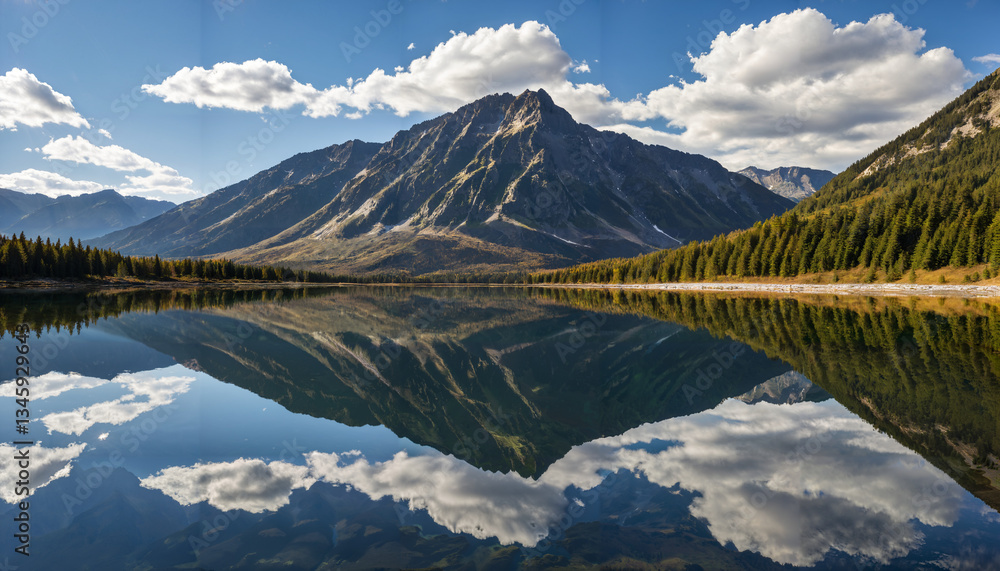 Le reflet d'une montagne dans un lac calme