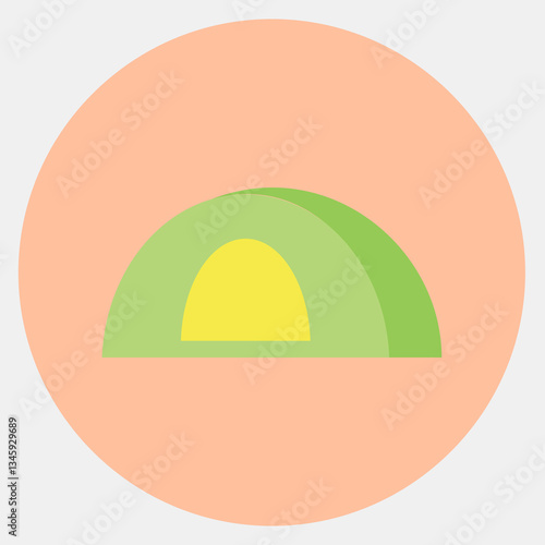 Icon tent. Camping and adventure elements. Icons in color mate style. Good for prints, posters, logo, advertisement, infographics, etc.