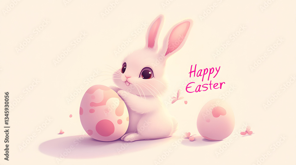 Obraz premium easter, bunny, egg, holiday, spring, decoration, celebration, toy, color, colorful, tradition, easter egg, pink, seasonal, cute