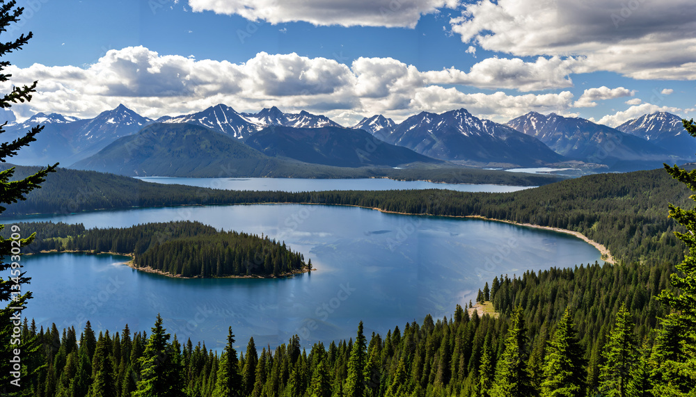 Le paysage naturel avec des montagnes et un lac
