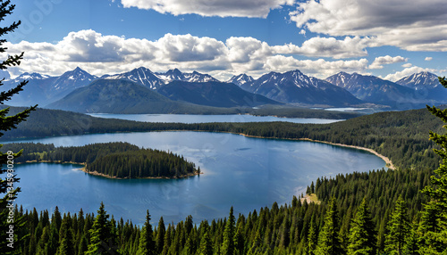 Obraz na płótnie Le paysage naturel avec des montagnes et un lac w salonie
