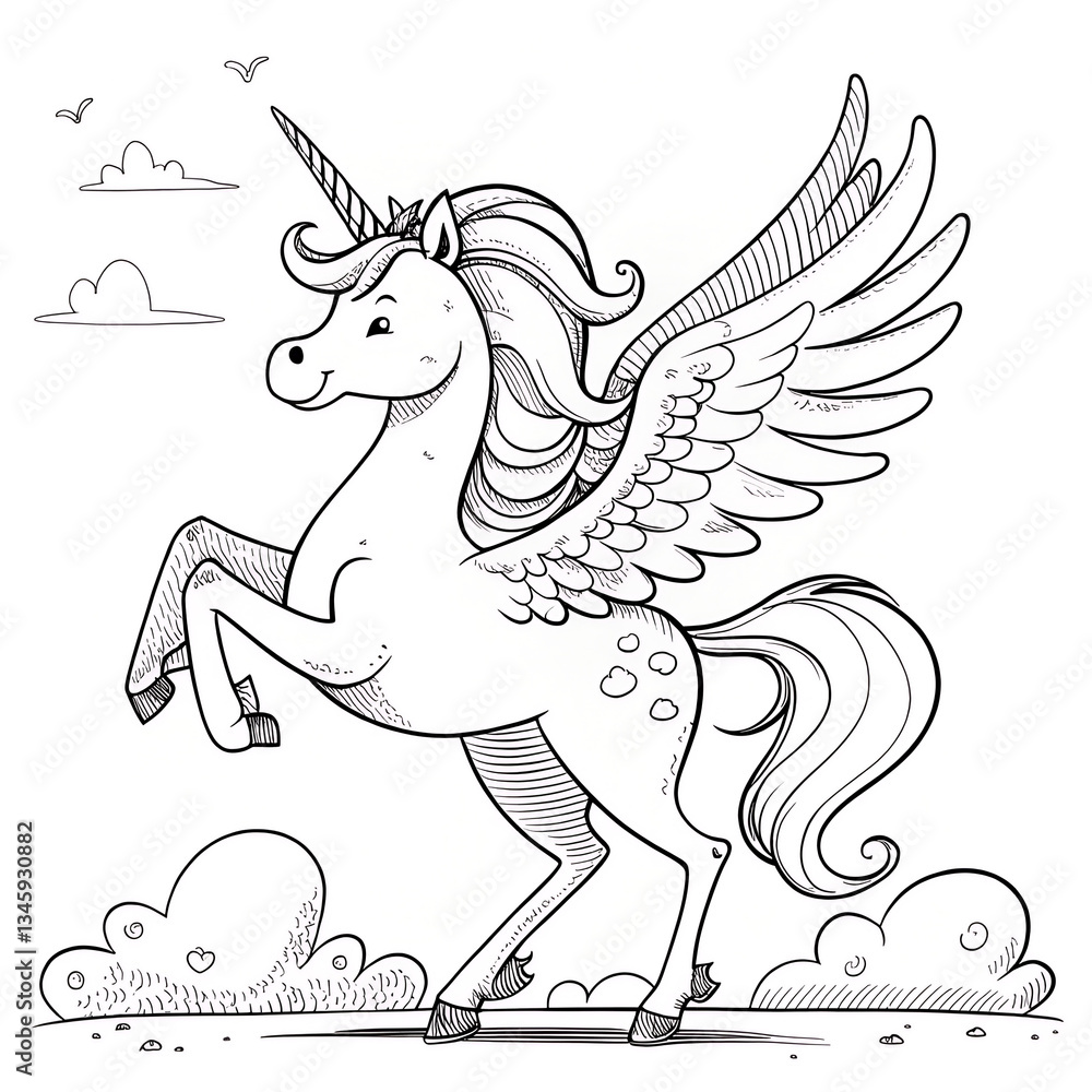 Fototapeta premium Cute Unicorn Coloring Page