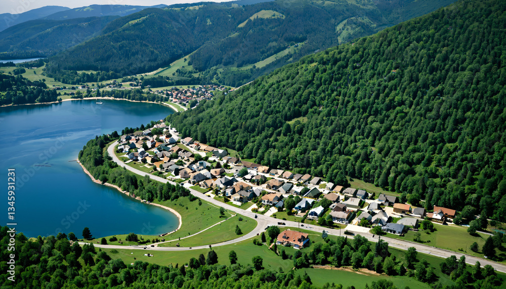 Le village au bord du lac