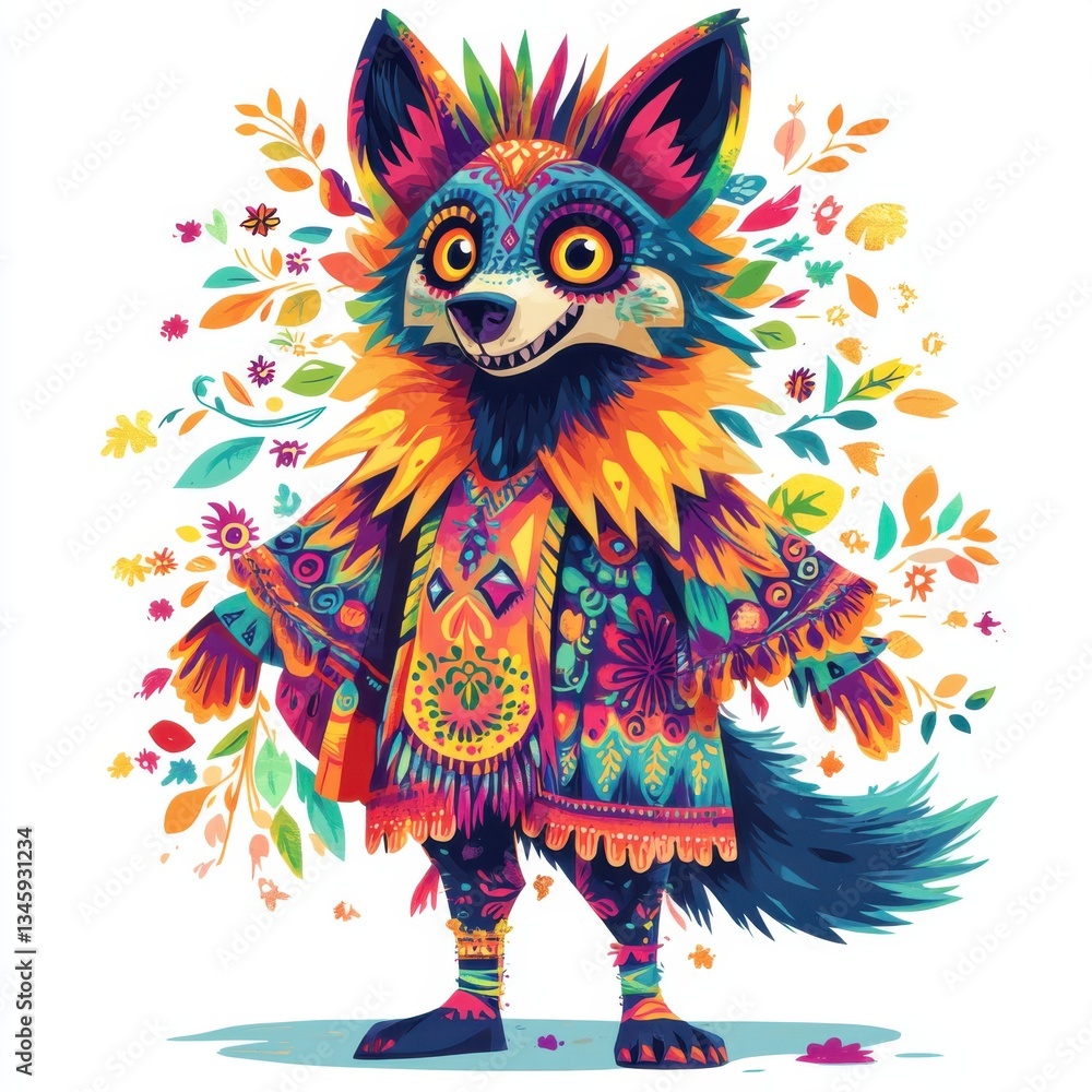Fototapeta premium Festive Animal with Sugar Skull Face Paint