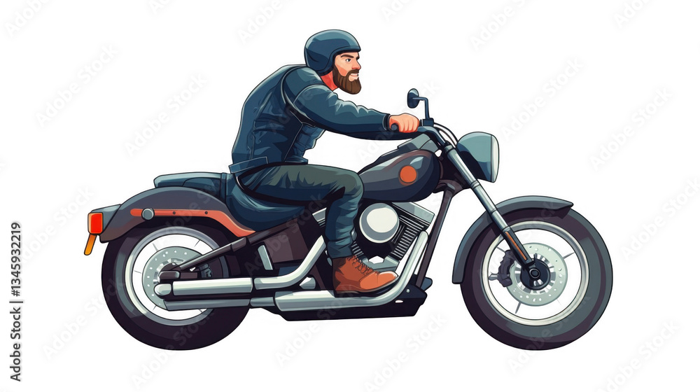 Stylish Adult Male Rider on Motorcycle in Action Pose Stylish Adult Male Rider on Motorcycle in Action Pose