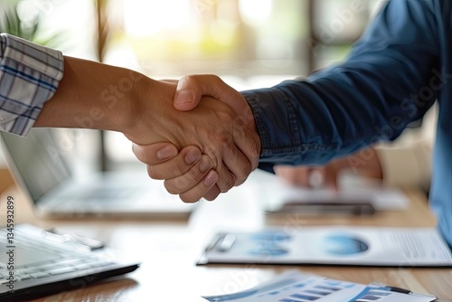 Wallpaper Mural Ultra Hd Image of Firm Handshake Between Two People Over Business Meeting Torontodigital.ca