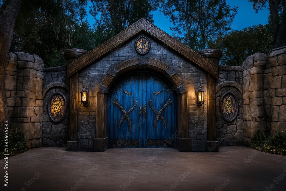 Obraz premium A vampire-themed amusement park, where guests explore dark, candlelit castles with thrilling rides