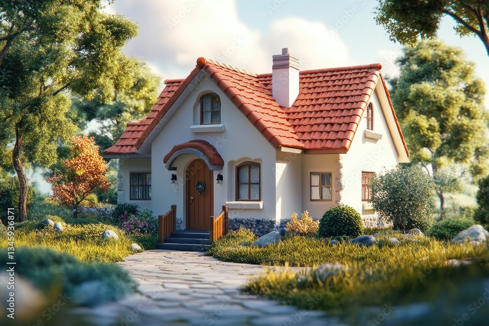 Premium Quality Visual of 3D Rendering of Cartoon House Premium Quality Visual of 3D Rendering of Cartoon House