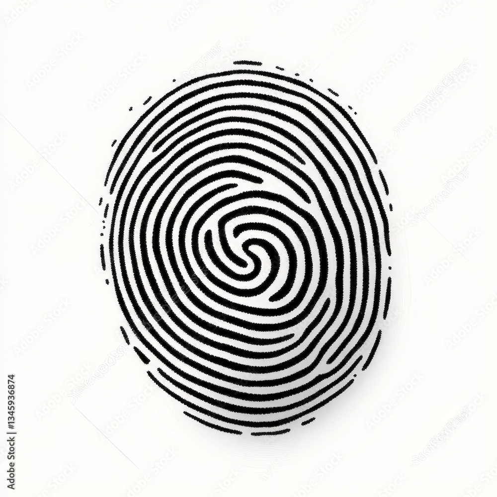 A black and white image of a fingerprint showcasing intricate swirl patterns on a light background. A black and white image of a fingerprint showcasing intricate swirl patterns on a light background.