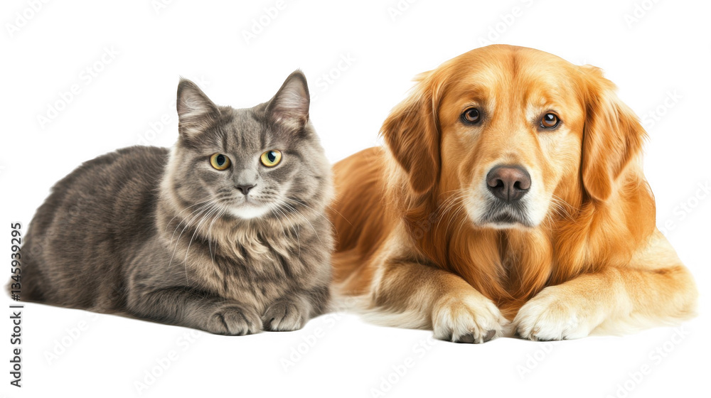 Fototapeta premium Loyal Companions: Cat and Dog Together in Harmony and Friendship
