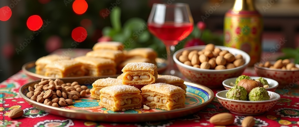 Sweet pastries filled with nuts, often served as a dessert Sweet pastries filled with nuts, often served as a dessert