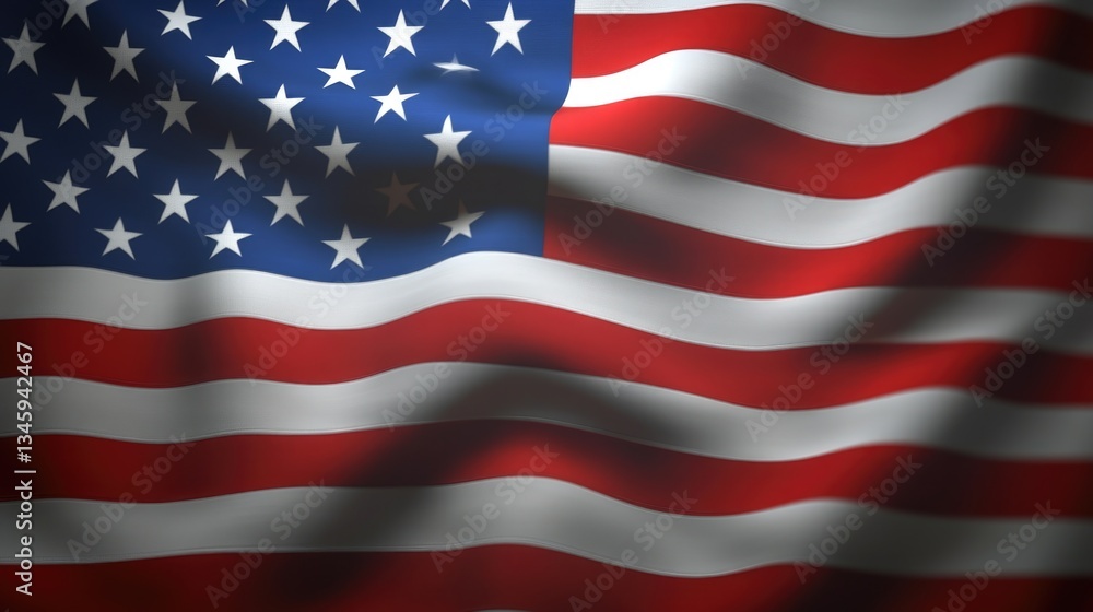 Obraz premium A waving American flag in the wind, a symbol of freedom and patriotism