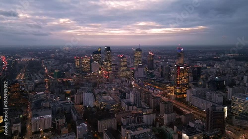 Wallpaper Mural Warszawa - Polska - stolica - wieżowce - dron - podróż - wieczór - piękne ujęcia Torontodigital.ca
