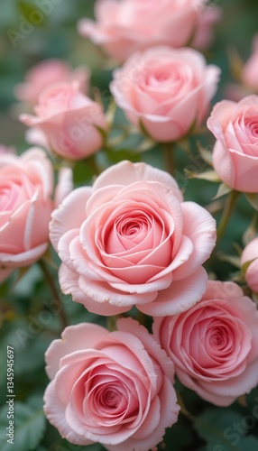 Beautiful Close-Up of Blooming Pink Roses in a Garden Setting with Soft Focus and Natural Light