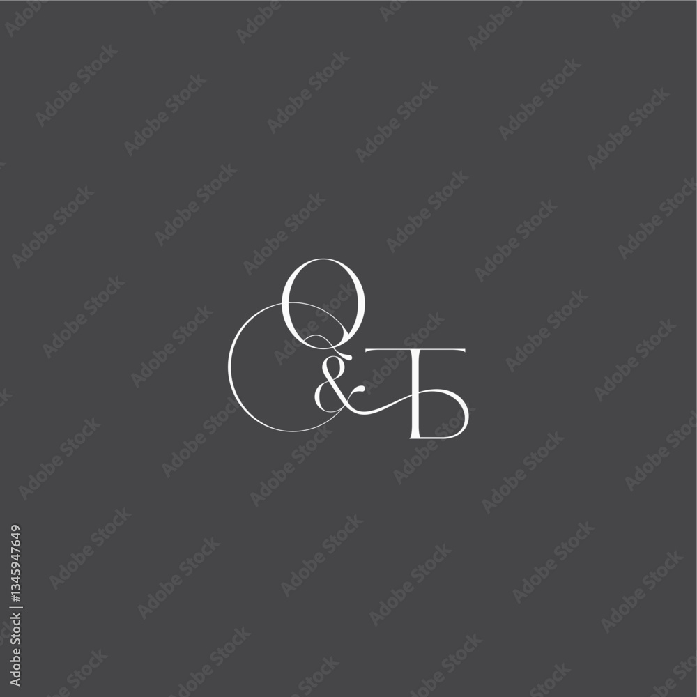 monogram wedding logo concept initial with line QT luxury curvy style letter monogram wedding logo concept initial with line QT luxury curvy style letter