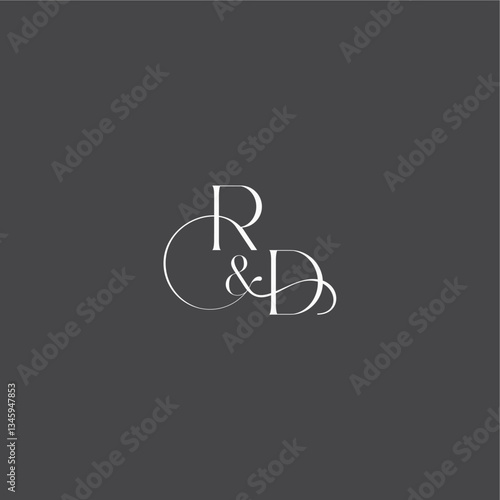 monogram wedding logo concept initial with line RD luxury curvy style letter