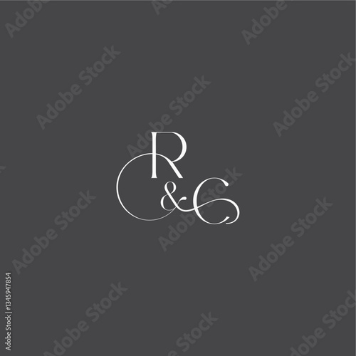 monogram wedding logo concept initial with line RC luxury curvy style letter