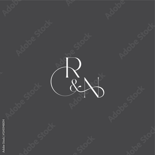 monogram wedding logo concept initial with line RN luxury curvy style letter