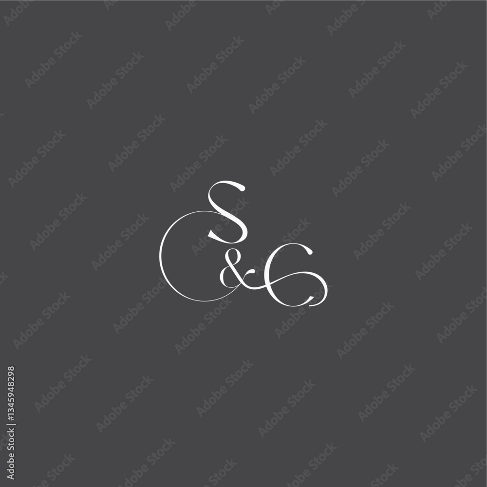 monogram wedding logo concept initial with line SC luxury curvy style letter monogram wedding logo concept initial with line SC luxury curvy style letter