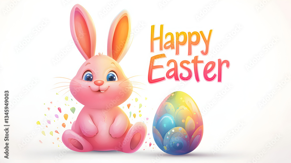 Obraz premium easter, bunny, egg, holiday, spring, decoration, celebration, toy, color, colorful, tradition, easter egg, pink, seasonal, cute