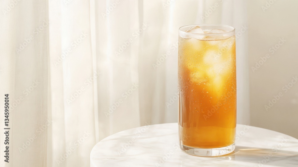 Refreshing Ice Tea Glass In Soft Morning Sunlight Refreshing Ice Tea Glass In Soft Morning Sunlight