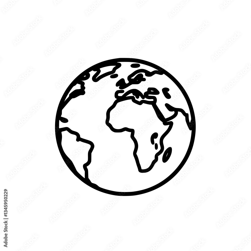 Obraz premium Global representation with continents outlined A minimalist design of our planet symbolizing unity and interconnectedness across geographies