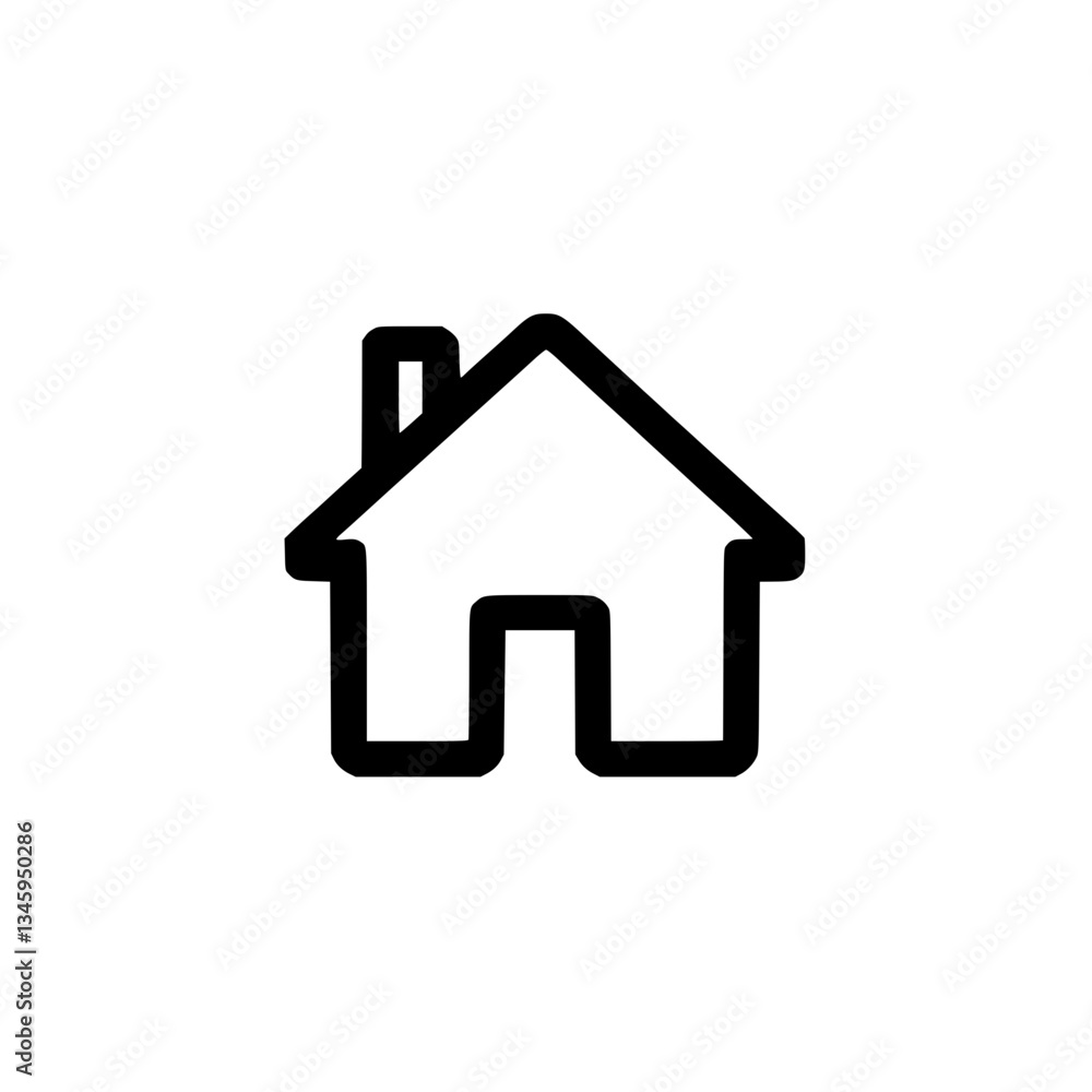 A simple house icon featuring a roof walls and chimney Great for representing home real estate or location services in a minimal graphic style A simple house icon featuring a roof walls and chimney Great for representing home real estate or location services in a minimal graphic style