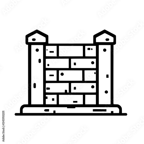 Stylized fortress icon featuring stacked bricks with geometric shape Represents security protection and stability creating a solid foundation