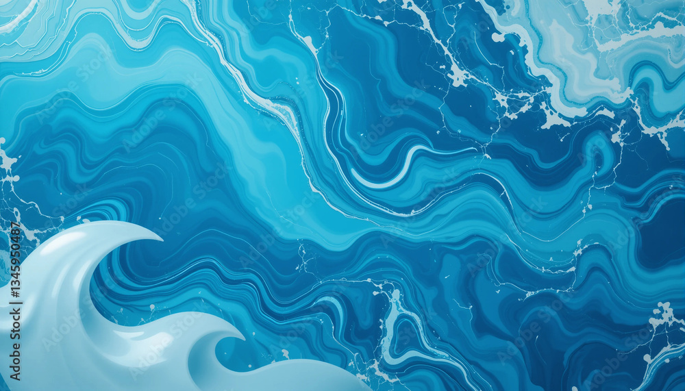 Obraz premium Seamless blue water wave pattern texture evokes summer ocean design