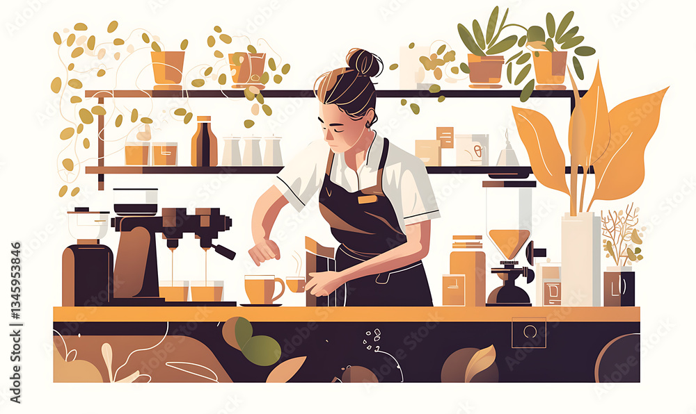 Fototapeta premium Coffee and accessories concept illustrations for wallpaper or advertising