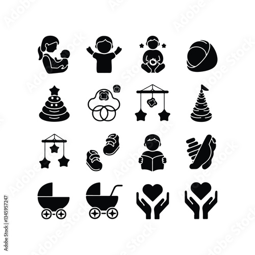 BABY - thin line vector icon set. Pixel perfect. Editable stroke. The set contains icons: Child, Baby baby thin line icons Human newborn baby, toddler or infant flat icon for apps and websites Baby bl