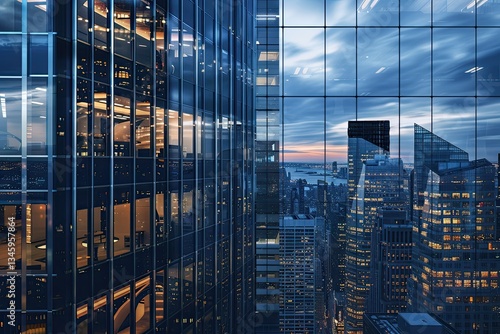 Wallpaper Mural Vibrant Color Image of Twilight View of Urban Office Exterior Torontodigital.ca